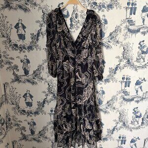 Piper & Scoot x Anthropologie Printed Midi Dress Small Boho Flowy
